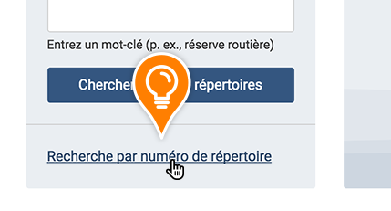 Le lien Recherche par numéro de répertoire est surligné