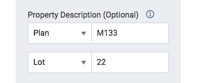 Image of the Property Description search criteria area