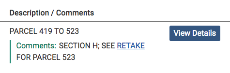 In the Description/Comments column, the word RETAKE is a link