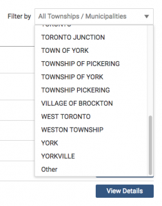 Image of the Township/Municipality Filter option
